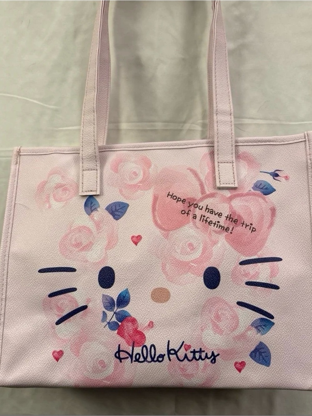 Hello Kitty Light Pink Floral Tote with Blue Accents